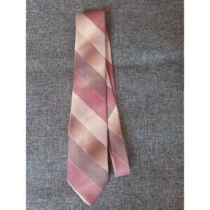 Manhattan 70s 80s 90s Y2K Mens Brown Beige Stripe 3 Wide 58 Long